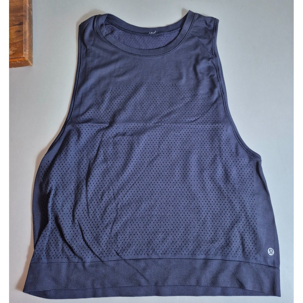 Lululemon Womens Mesh Tank Top Small Navy Blue